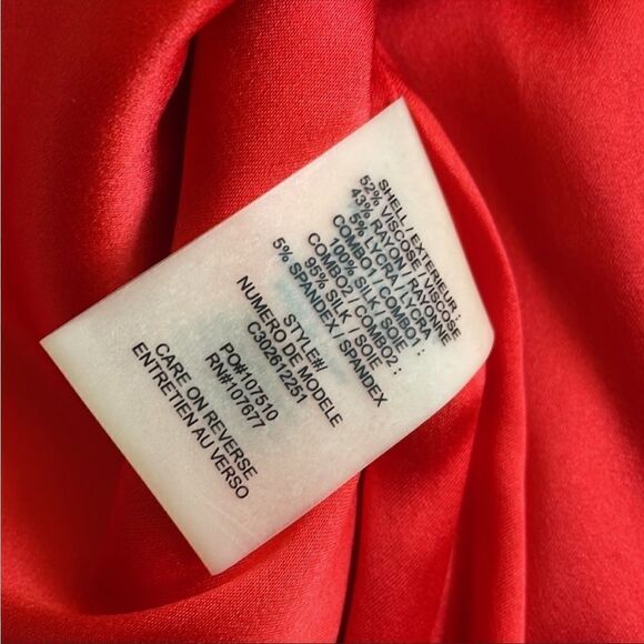 Alice + Olivia Asymmetrical Side Ruffle Open Back Fitted Dress Bright Poppy XS 0 - Picture 8 of 16